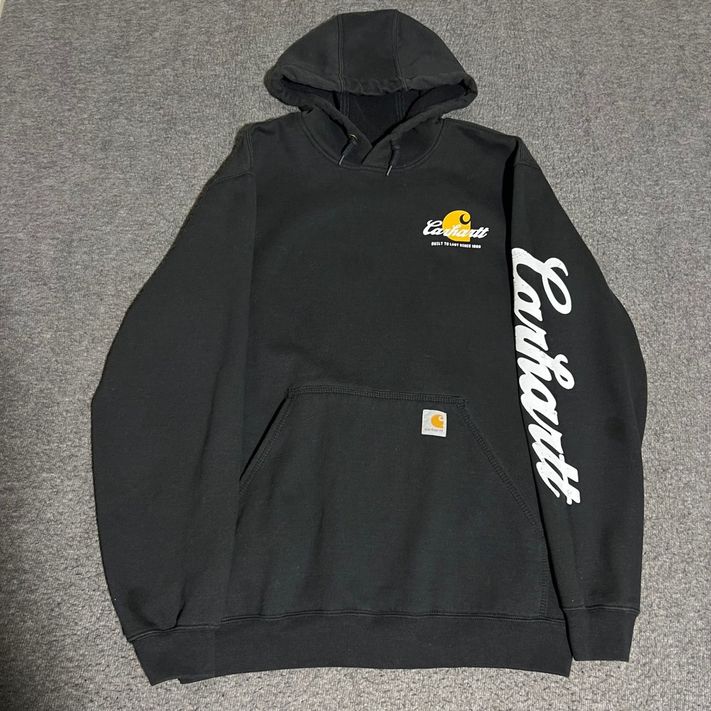 Carhartt Mens Black Graphic Sleeve Logo Hoodie Sweatshirt 104483 BLK Medium